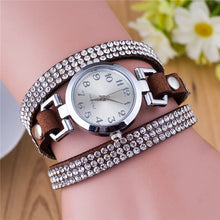 Load image into Gallery viewer, Doreen Box Velvet Quartz Wrist Watches Multicolor Clear Women Jewelry Rhinestone Battery Included 21cm(8 2/8&quot;) long, 1 Piece