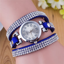 Load image into Gallery viewer, Doreen Box Velvet Quartz Wrist Watches Multicolor Clear Women Jewelry Rhinestone Battery Included 21cm(8 2/8&quot;) long, 1 Piece