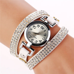 Doreen Box Velvet Quartz Wrist Watches Multicolor Clear Women Jewelry Rhinestone Battery Included 21cm(8 2/8") long, 1 Piece