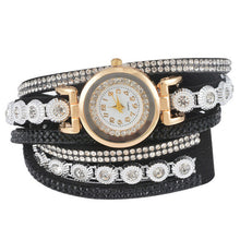 Load image into Gallery viewer, Doreen Box Velvet Quartz Wrist Watches Multicolor Clear Rhinestone Weave Casual Analog Battery Included 40cm(15 6/8&quot;) long, 1 Pc