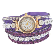 Load image into Gallery viewer, Doreen Box Velvet Quartz Wrist Watches Multicolor Clear Rhinestone Weave Casual Analog Battery Included 40cm(15 6/8&quot;) long, 1 Pc