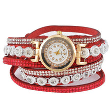 Load image into Gallery viewer, Doreen Box Velvet Quartz Wrist Watches Multicolor Clear Rhinestone Weave Casual Analog Battery Included 40cm(15 6/8&quot;) long, 1 Pc