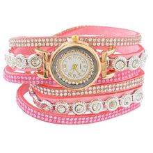 Load image into Gallery viewer, Doreen Box Velvet Quartz Wrist Watches Multicolor Clear Rhinestone Weave Casual Analog Battery Included 40cm(15 6/8&quot;) long, 1 Pc