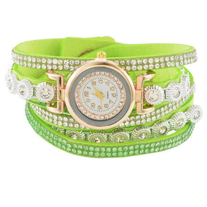 Doreen Box Velvet Quartz Wrist Watches Multicolor Clear Rhinestone Weave Casual Analog Battery Included 40cm(15 6/8") long, 1 Pc