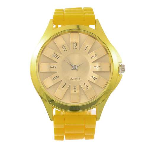 Doreen Box Silicone Quartz Wrist Watches Hollow Sunflower Multicolor Dial Plate Women Trendy Battery Included 23cm long, 1 Piece