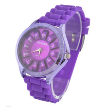 Load image into Gallery viewer, Doreen Box Silicone Quartz Wrist Watches Hollow Sunflower Multicolor Dial Plate Women Trendy Battery Included 23cm long, 1 Piece